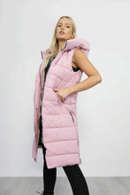 Load image into Gallery viewer, Womens Hooded Quilted Zip Up Gilet Waistcoat - Pink
