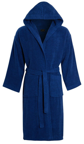 Unisex Luxury Egyptian Cotton Terry Towelling Gown - Royal Blue  ( Hooded Bath Robe )