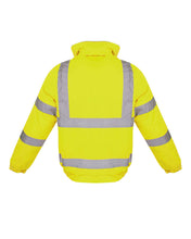 Load image into Gallery viewer, Hi Vis Visibility Bomber Workwear Security Hooded Waterproof Jacket - Yellow
