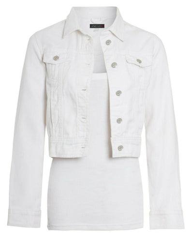 Shelikes Ladies Denim Crop Style Jacket - White