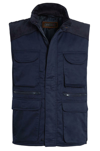 Mens Gilet Safari Multi Pocket Waistcoat - Navy (New Style)