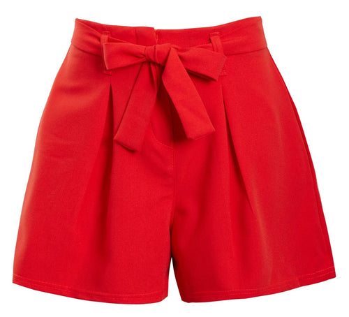 Ladies Mini Zip Pleated Casual Summer Shorts - Coral