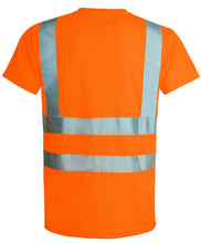 Load image into Gallery viewer, Hi Vis Viz Visibility Short Sleeve V Neck T-Shirt Polo Safety Work Shirts - Orange
