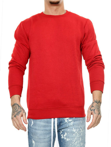 Mens Plain Casual Leisure Top Pullover - Red