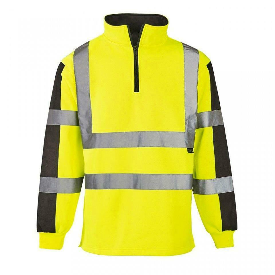 Hi Vis 2 Tone Safety Traffic Rugby Shirt Workwear - Yellow/Navy