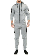 Load image into Gallery viewer, Mens Plain Hoodie Tracksuit Top Designer Slim Fit Hooded - Grey Panel Suit
