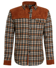 Load image into Gallery viewer, Mens Sherpa Fur Thermal Check Shirt Cord Padded Lumberjacket - Sand
