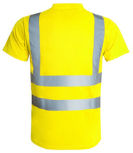 Load image into Gallery viewer, Hi Vis Viz Visibility Short Sleeve Round Neck T-Shirt Polo Safety Work Shirts - Yellow
