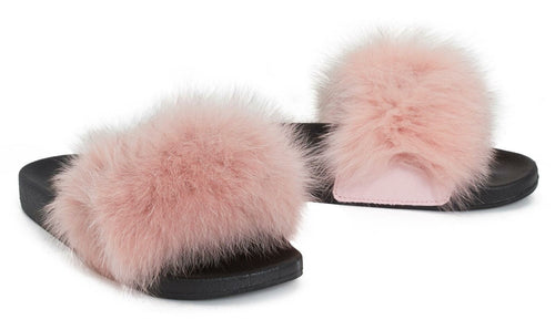 Womens Fur Summer Fluffy Sliders Flip Flops