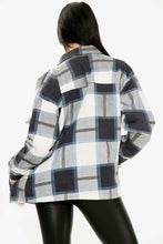 Load image into Gallery viewer, Womens Check Fleece Casual Oversize Shacket - Blue
