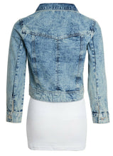 Load image into Gallery viewer, Shelikes Ladies Denim Crop Style Jacket - Bleach (Poppy)
