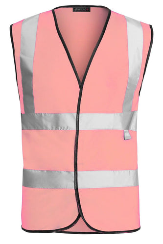 Hi Vis High Visibility Waistcoat Vest 2 Band - Bright Pink