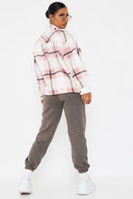 Load image into Gallery viewer, Womens Check Fleece Casual Oversize Shacket - Pink
