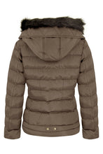 Load image into Gallery viewer, Womens Quilted Pocket Belt Padded Jacket Fur Zip Hooded - Beige
