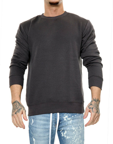 Mens Plain Casual Leisure Top Pullover - Charcoal