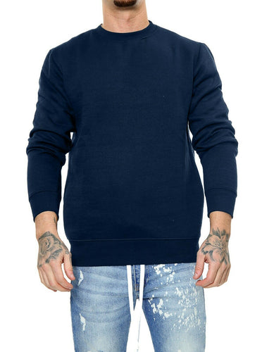 Mens Plain Casual Leisure Top Pullover - Navy