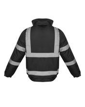 Load image into Gallery viewer, Hi Vis Visibility Bomber Workwear Security Hooded Waterproof Jacket - Black
