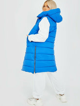 Load image into Gallery viewer, Womens Hooded Quilted Zip Up Gilet Waistcoat - Royal
