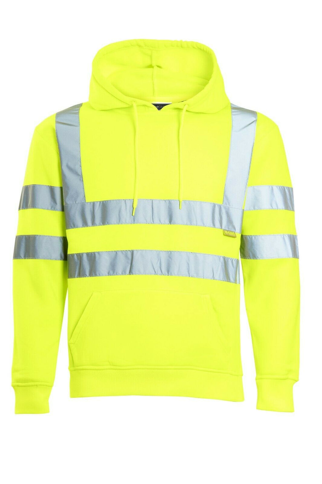 Mens 2 Tone No Zip Hi Vis Sweatshirt Tape Band Pull Over - Yellow Plain