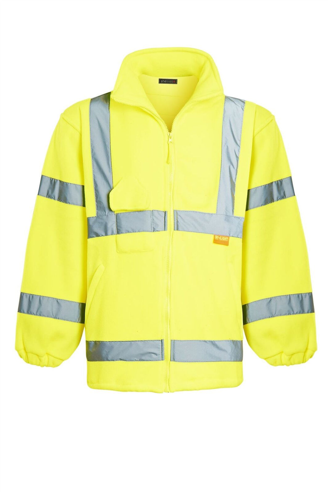 Mens Hi Vis Fleece Full Zip Warm 2 Side Reflective Jacket - Yellow