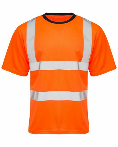Mens Hi Vis VIZ Visibility Polo Two Tone Workwear T-Shirt - Orange(39)