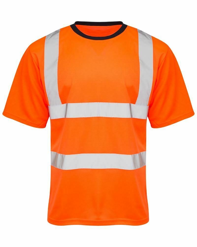 Mens Hi Vis VIZ Visibility Polo Two Tone Workwear T-Shirt - Orange(39)