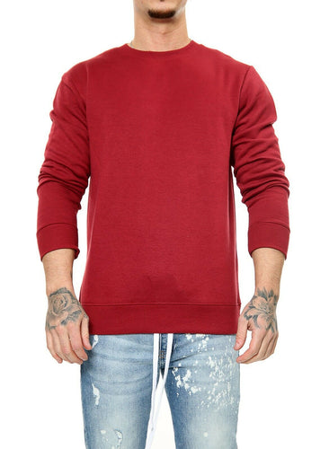 Mens Plain Casual Leisure Top Pullover - Wine