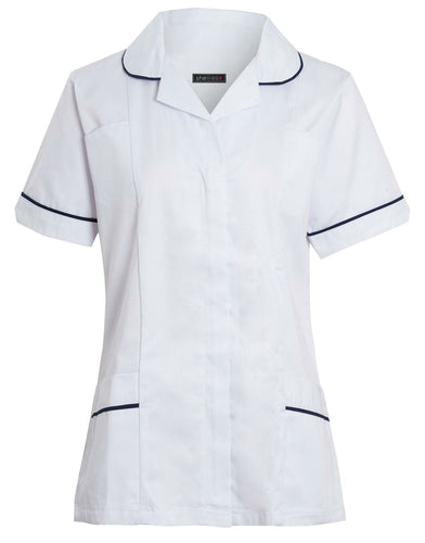 Shelikes Womens Healthcare Zip Collared Nurse Uniform - White