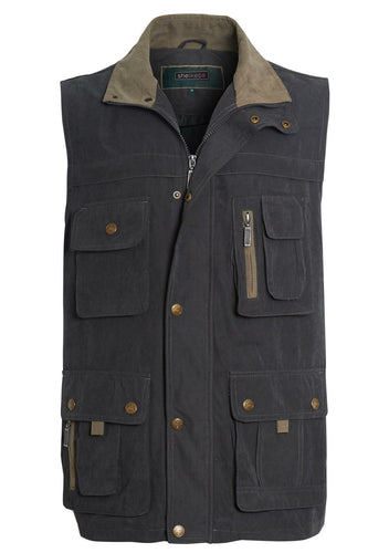 Mens Safari Hiking Fishing Walk Sleeveless Waistcoat Jacket - Feildman/Dark Olive