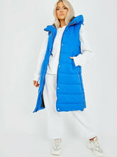 Load image into Gallery viewer, Womens Hooded Quilted Zip Up Gilet Waistcoat - Royal
