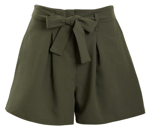 Ladies Mini Zip Pleated Casual Summer Shorts - Khaki