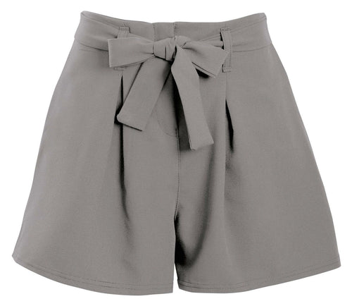 Ladies Mini Zip Pleated Casual Summer Shorts - Grey