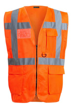 Load image into Gallery viewer, Hi Vis Waistcoat With Phone ID Pocket Key Holder  Vest - Orange
