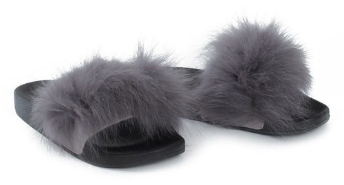 Womens Fur Summer Fluffy Sliders Flip Flops