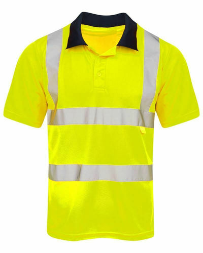 Mens Hi Vis VIZ Visibility Polo Two Tone Workwear T-Shirt - Yellow(35)